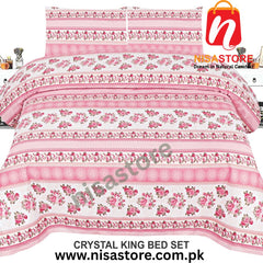 LIGHT PINK 3PCS DIAMOND CRYSTAL BED SHEET KING SIZE/=NS23