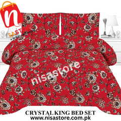 RED ROSE 3PCS DIAMOND CRYSTAL BED SHEET KING SIZE/=NS20