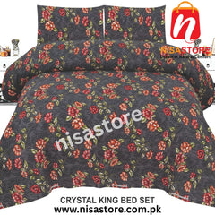 RIO BLACK 3PCS DIAMOND CRYSTAL BED SHEET KING SIZE/=NS10