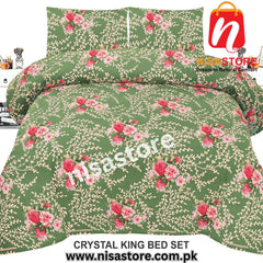 LIME GREEN 3PCS DIAMOND CRYSTAL BED SHEET KING SIZE/=NS008