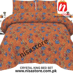 TESCO ORANGE 3PCS DIAMOND CRYSTAL BED SHEET KING SIZE/=NS28