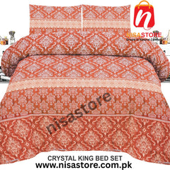 MARIE RED 3PCS DIAMOND CRYSTAL BED SHEET KING SIZE/=NS27