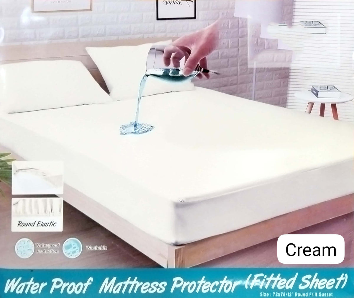 CREAM WATERPROOF MATTRESS PROTECTOR/=NS002