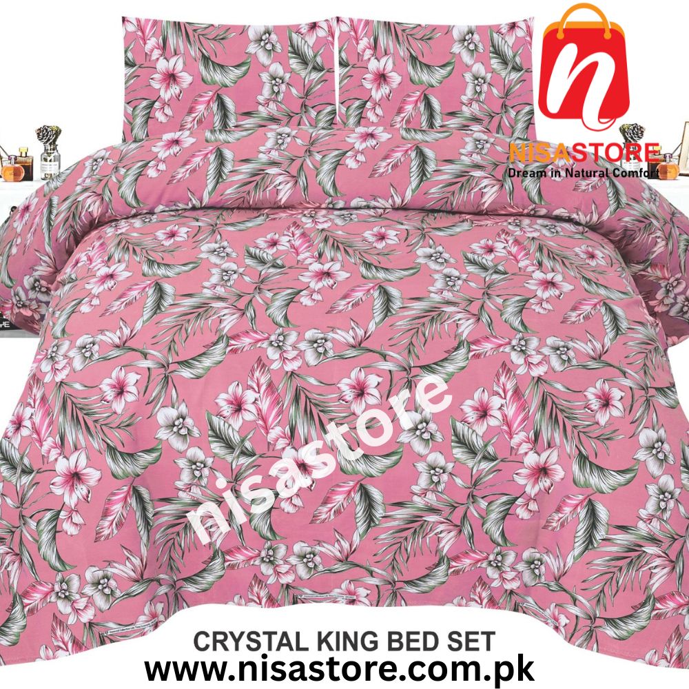 HAVEN PINK 3PCS DIAMOND CRYSTAL BED SHEET KING SIZE/=NS26