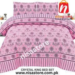 BOURBON PINKY 3PCS DIAMOND CRYSTAL BED SHEET KING SIZE/=NS22