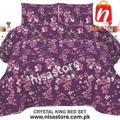 DRAK ORCHID 3PCS DIAMOND CRYSTAL BED SHEET KING SIZE/=NS15