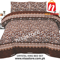 TAN BRON 3PCS DIAMOND CRYSTAL BED SHEET KING SIZE/=NS14