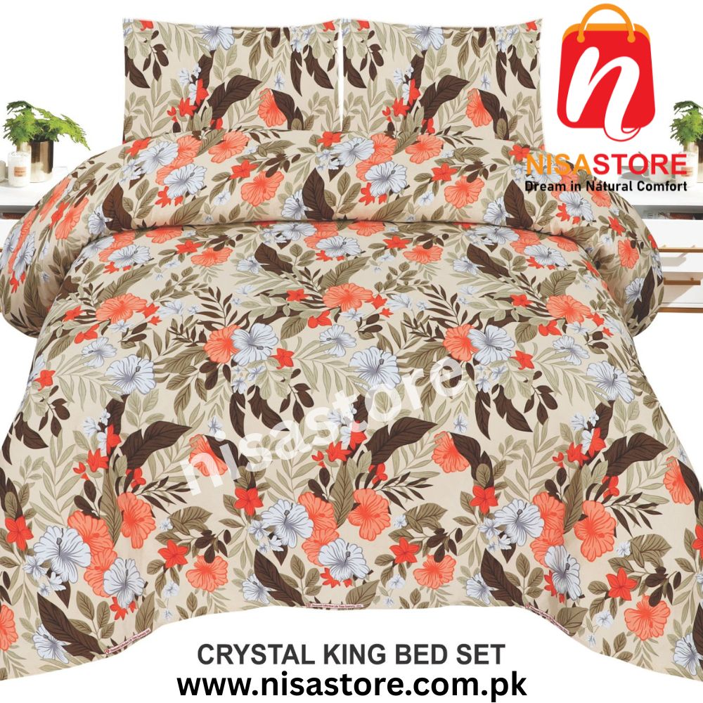 BURLY WOOD 3PCS DIAMOND CRYSTAL BED SHEET KING SIZE/=NS13