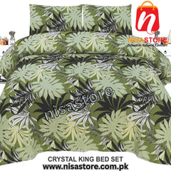 OLIVE DRAB 3PCS DIAMOND CRYSTAL BED SHEET KING SIZE/=NS003