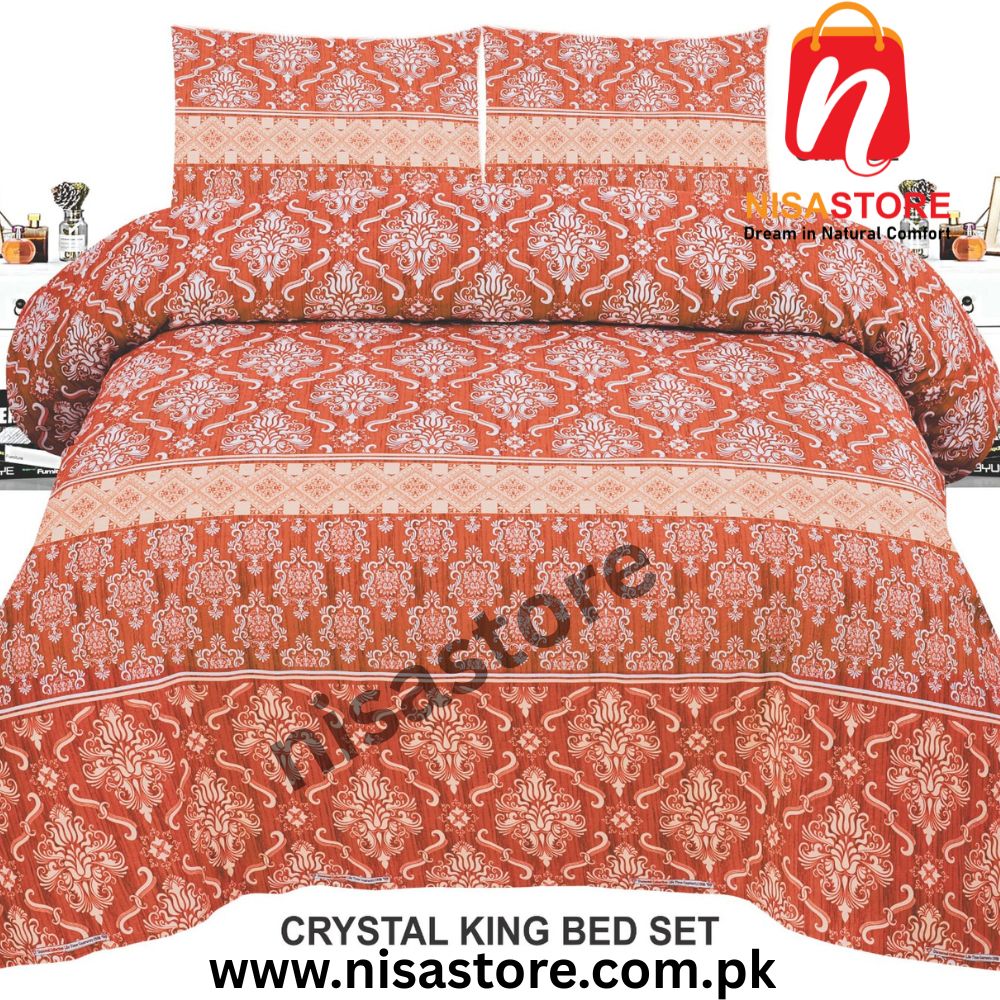 MARIE RED 3PCS DIAMOND CRYSTAL BED SHEET KING SIZE/=NS27