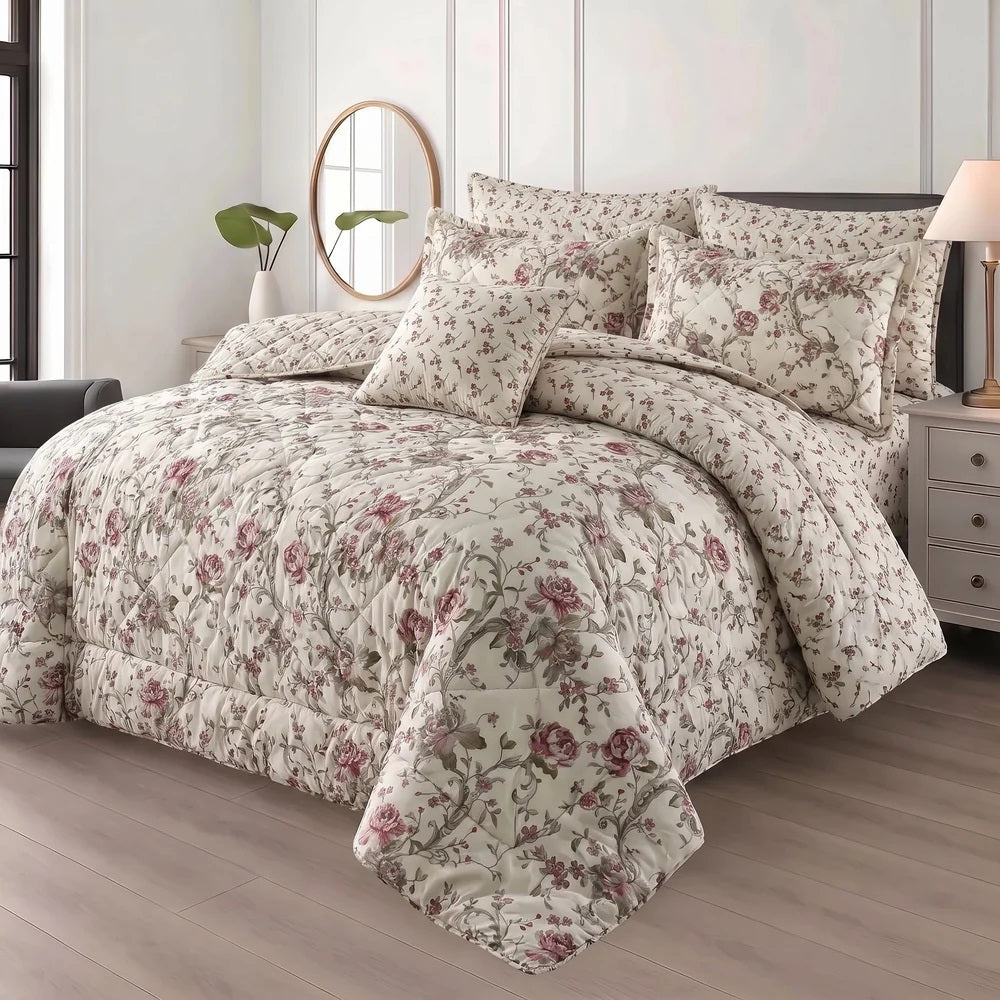 Creamy Blossom 7-PCS KING SIZE COMFERTER SET NS#8760